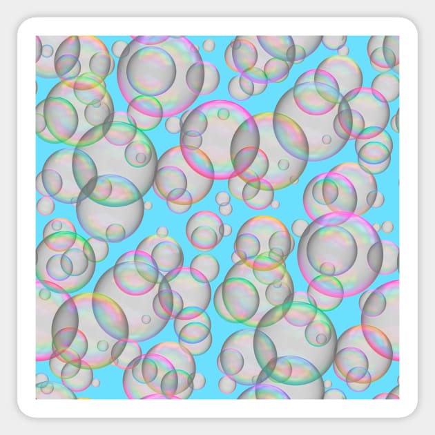 Iridescent Soap Bubbles Variation Blue Sticker by dinaaaaaah